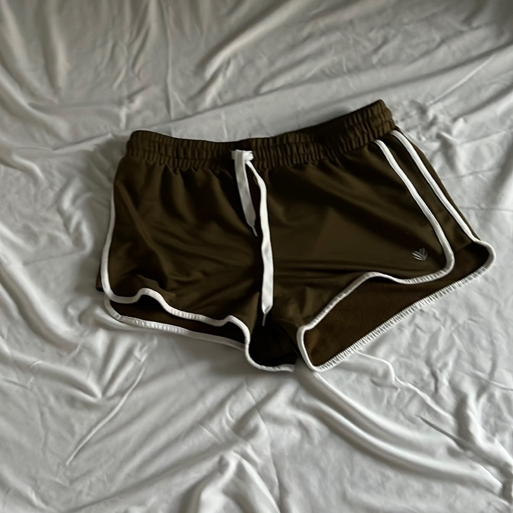 Forever 21 green/brown shorts with white trim size medium